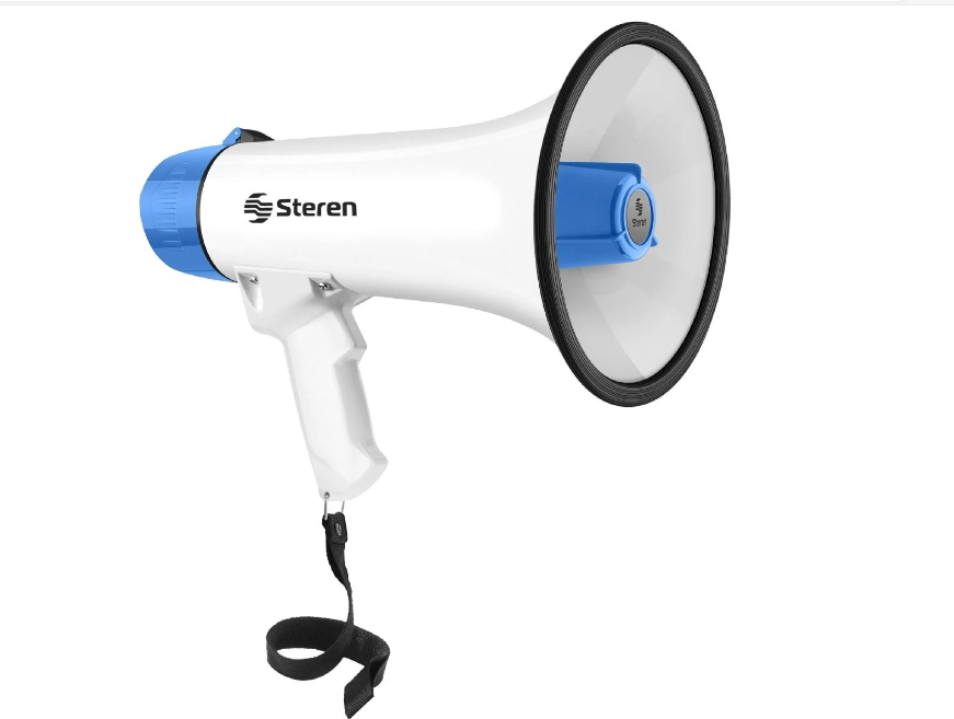 MEGÁFONO DE 25 W CON GRABADOR DE VOZ Y BATERÍA RECARGABLE