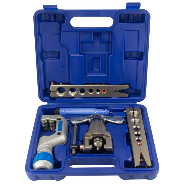 Juego de Expansor Flare, Corta Tubo y Desbarbador Appli Parts APT-FT809  para tuberias 1/4, 5/16, 3/8, 1/2, 5/8, 3/4 pulg para Cobre, Aluminio, PVC y otros materiales blandos