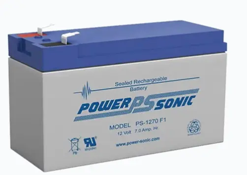BATERÍA 12V, 7AH, PARA RESPALDO, TECNOLOGÍAS AGM/VRLA, 5 AÑOS VIDA ÚTIL, TERMINALES F1, RECONOCIDA UL MODELO: PS-1270-F1 MARCA: POWER SONIC