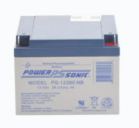 BATERÍA 12V, 26AH, PARA RESPALDO, TECNOLOGÍAS AGM/VRLA, 5 AÑOS VIDA ÚTIL, TERMINALES NB, RECONOCIDA UL MODELO: PS-12260-NB MARCA: POWER SONIC