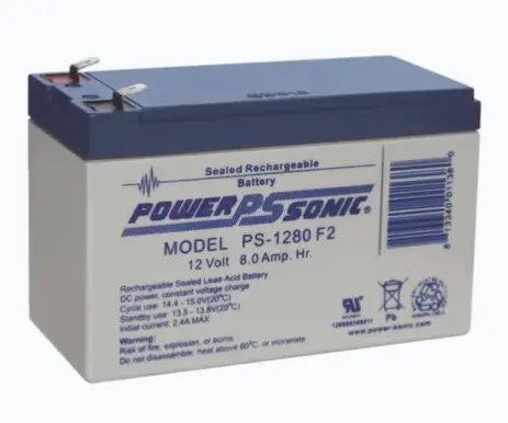 BATERÍA 12V, 8AH, PARA RESPALDO, TECNOLOGÍAS AGM/VRLA, 5 AÑOS VIDA ÚTIL, TERMINALES F2, RECONOCIDA UL MODELO: PS-1280-F2 MARCA: POWER SONIC