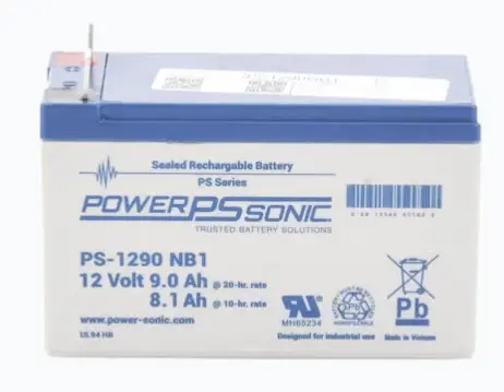 BATERÍA 12V, 9AH, PARA RESPALDO, TECNOLOGÍAS AGM/VRLA, 5 AÑOS VIDA ÚTIL, TERMINALES NB1, RECONOCIDA UL MODELO: PS-1290-NB1 MARCA: POWER SONIC