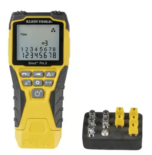 KIT SCOUT™️ PRO 3 PROBADOR DE CABLES DE VOZ (RJ11/12), DE DATOS (RJ45) Y DE VIDEO (COAXIAL CON CONECTOR F) MODELO: VDV-501-851 MARCA: KLEIN TOOLS 