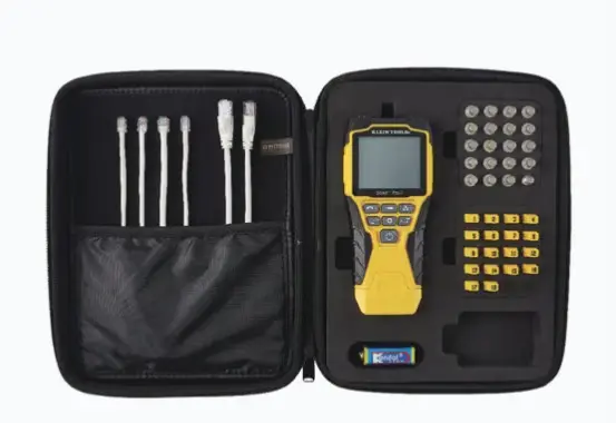 PROBADOR SCOUT™️ PRO 3 CON KIT DE TRANSMISORES REMOTOS DE UBICACIÓN. PRUEBA CABLES COAXIAL, VOZ Y DATOS EN UN PASO MIDE LONGITUDES DE CABLE DE HASTA 610 METROS GENERADOR DE TONO PARA RASTREAR CABLES INDIVIDUALMENTE IDENTIFICA 18 PUNTOS DE DESCONEXIÓN EN RJ45 Y CONECTOR F PANTALLA LCD RETROILUMINADA PARA RESULTADOS CLAROS MODELO: VDV-501-852 MARCA: KLEIN TOOLS 