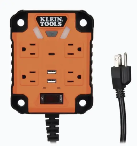 MULTICONTACTO POWERBOX 1, CON 4 SALIDAS 120 VCA, 2 USB-A / 1 USB-C, LUCES LED INTEGRADAS Y SOPORTE MAGNÉTICO CINTA MAGNÉTICA POTENTE PARA MONTAJE SEGURO LUCES LED INTEGRADAS PARA VISIBILIDAD ÓPTIMA CUATRO TOMACORRIENTES DE 120VCA Y PUERTOS USB PROTECCIÓN CONTRA SOBREVOLTAJE CON INDICADOR LED CABLE DE ALIMENTACIÓN DURADERO DE 5' CON ALIVIO MODELO: 29601 MARCA: KLEIN TOOLS 