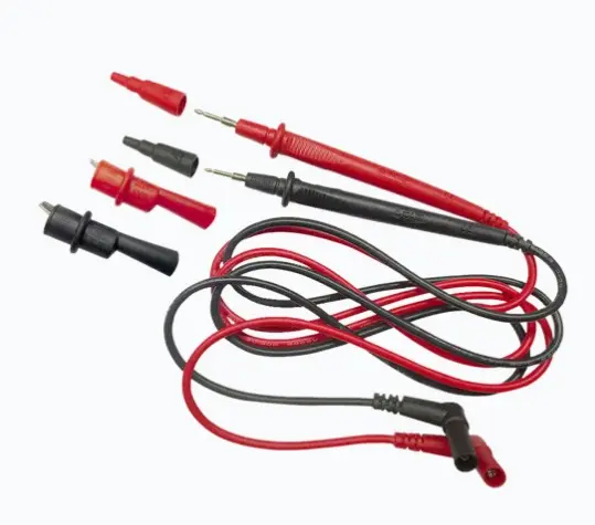 JUEGO DE REPUESTO DE CABLES PARA MULTÍMETRO Y AMPERÍMETRO. CONECTORES TIPO BANANA PARA MULTÍMETROS UNIVERSALES PINZAS COCODRILO EXTRAÍBLES CON ENGANCHE SEGURO CABLES DE PRUEBA DE 1041 MM DE LARGO CLASIFICACIÓN SEGURIDAD CAT III 1000V, CAT IV 600V COMPATIBILIDAD CON COMPARTIMIENTOS DE ALMACENAMIENTO KLEIN MODELO: 69410 MARCA: KLEIN TOOLS 