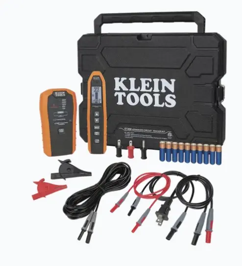 KIT RASTREADOR DE CABLES ESCONDIDOS / DETECTA FALLA DE CIRCUITO ABIERTO O CORTOCIRCUITO. RASTREO DE CIRCUITOS ENERGIZADOS/NO ENERGIZADOS. DETECTA BREAKERS, FUSIBLES Y CABLES. AJUSTE DE SENSIBILIDAD EN RECEPTOR. ALERTAS VISUALES Y AUDIBLES DE SEÑAL. RECEPTOR CON LINTERNA Y NCV. MODELO: ET-450 MARCA: KLEIN TOOLS 