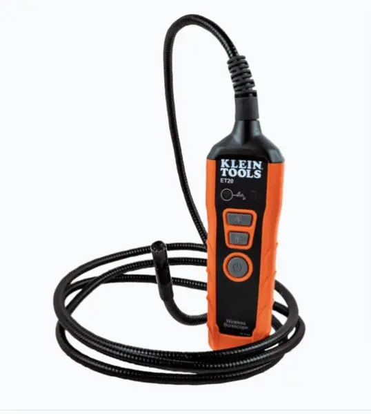 BOROSCOPIO HABILITADO POR WIFI / CÁMARA DE 9MM / ALCANCE WIFI 9M / COMPATIBLE CON ANDROID Y IOS / IP67 / 640X480 PX / CUELLO DE CISNE 1.8M / LED AJUSTABLES CONECTIVIDAD WIFI CON ALCANCE MÁXIMO DE 9 METROS CÁMARA IMPERMEABLE IP67 DE 9 MM CON 6 LED CAPTURA DE IMÁGENES 640×480 PX A 30' DE DISTANCIA CUELLO DE CISNE FLEXIBLE DE 1,8 M FUNCIONA CON APLICACIONES MÓVILES ANDROID Y APPLE MODELO: ET20 MARCA: KLEIN TOOLS 