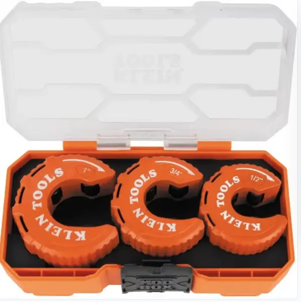 JUEGO DE 3 CORTADORES PARA TUBERÍA DE COBRE DE 1/2", 3/4" Y 1". DISEÑO I-BEAM PARA REDUCCIÓN DE PESO RANURAS EXTERNAS ARA UN AGARRE SEGURO Y ESTABLE DURANTE EL CORTE (ANTIDESLIZANTE) RODILLOS DE GIRO LIBRE PARA UN CORTE SUAVE ESTUCHE MODULAR DISEÑADO PARA ENCAJA EN LAS CAJAS MODBOX™️ PUERTOS DE DRENAJE PARA EVITAR ACUMULACIÓN DE AGUA Y CORROSIÓN DE LA HERRAMIENTA MODELO: 500-48 MARCA: KLEIN TOOLS 