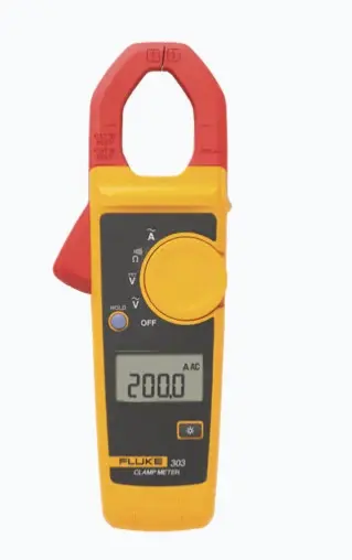 AMPERIMETRO DE GANCHO, PARA MEDIDA DE CORRIENTE EN CA DE 600 A Y TENSIÓN EN CA Y CC DE 600V MEDICIÓN DE CORRIENTE CA HASTA 999 A CLASIFICACIÓN SEGURIDAD CAT IV 300 V/ CAT III 600 V MORDAZA DE 30 MM PARA APLICACIONES MÚLTIPLES PANTALLA RETROILUMINADA DE FÁCIL LECTURA RANGO DE RESISTENCIA HASTA 4 KΩ MODELO: FLUKE-303/EMESP MARCA: FLUKE 