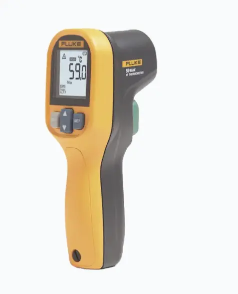 TERMÓMETRO IR PARA MEDICIÓN DE TEMPERATURA DE -30ºC A 350ºC, CON PRECISIÓN +-2%, Y CLASIFICACIÓN IP40 RANGO DE TEMPERATURA: -30°C A 350°C EXACTITUD: ±2°C O 2% DE LECTURA RESISTENCIA A CAÍDAS DE HASTA 1 METRO RELACIÓN DISTANCIA A PUNTO: 10:1 TIEMPO DE RESPUESTA RÁPIDO: 500 MS MODELO: FLUKE-59MAXESP MARCA: FLUKE 