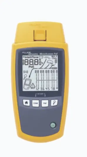 VERIFICADOR DE RED MICROSCANNER POE, PARA COMPROBACIÓN DE REDES DE VOZ, DATOS, VIDEO Y POE 802.3AF, AT, BT Y UPOE, CON PANTALLA LCD RETROILUMINADA RESULTADOS SIMULTÁNEOS DE CUATRO MODOS DE COMPROBACIÓN COMPATIBILIDAD AMPLIA SIN ADAPTADORES ADICIONALES MAPA DE CABLEADO GRÁFICO CON LONGITUD DE PARES DISTANCIA PRECISA HASTA LOS FALLOS IDENTIFICACIÓN EN EXTREMO LEJANO DEL CABLE MODELO: MS-POE MARCA: FLUKE NETWORKS 