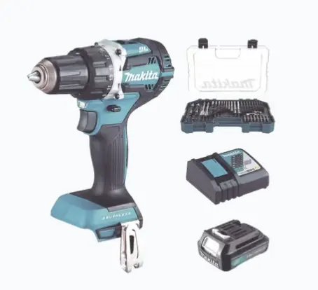 ROTOMARTILLO/TALADRO INALÁMBRICO (1/2") DE 1,900 RPM, 18VCC, INCLUYE 1 BATERÍA BL1815N DE 1.5AH, 1 CARGADOR MODELO DC18SD Y UN SET DE 75 PZAS MODELO E-06943 MOTOR SIN ESCOBILLAS PARA MAYOR EFICIENCIA ENERGÉTICA 21 CONFIGURACIONES DE TORQUE MÁS MODO DE PERFORACIÓN LUCES LED DOBLES PARA MEJOR ILUMINACIÓN CONSTRUCCIÓN DE ENGRANAJES METÁLICOS PARA MAYOR DURABILIDAD TECNOLOGÍA XPT RESISTENTE A POLVO Y AGUA MODELO: DHP485SYX6 MARCA: MAKITA 