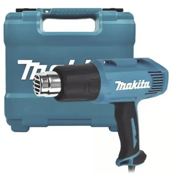 PISTOLA DE CALOR DE TEMPERATURA VARIABLE DE 2 NIVELES, TEMPERATURA: 400/550°C DE 1600W (INCLUYE MALETÍN). POTENCIA DE 1.600 W. DOS AJUSTES DE TEMPERATURA: 350 °C / 500 °C. DOS CAUDALES DE AIRE: 300 / 500 L/MIN. PESO LIVIANO DE 0,56 KG (SIN CABLE). EMPUÑADURA ANTIDESLIZANTE + PROTECCIÓN CONTRA SOBRECALENTAMIENTO. MODELO: HG-5030-K MARCA: MAKITA 