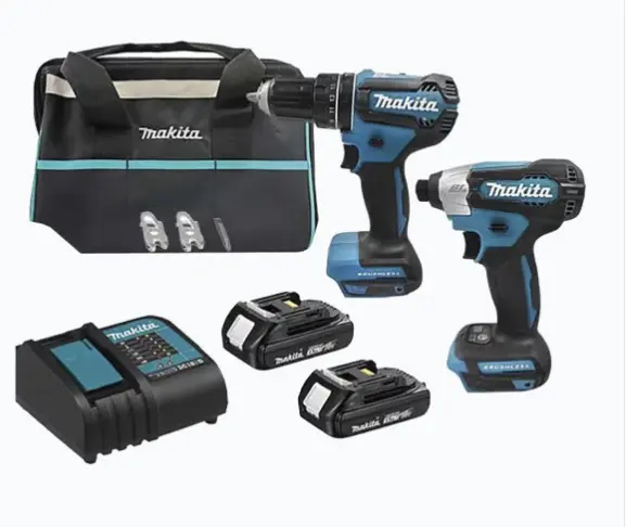 KIT DE ROTOMARTILLO ATORNILLADOR DHP485Z + ATORNILLADOR DE IMPACTO DTD157Z, INCLUYE 2 BATERÍAS BL1815N, 1 CARGADOR DC18SD Y MALETA DE LONA. DISEÑO COMPACTO SOLO 164 MM DE LARGO MOTOR BL SIN ESCOBILLAS, EFICIENTE Y MÁS FRÍO PORTABROCAS AUTOMÁTICO DE 13 MM, CAMBIOS RÁPIDOS TECNOLOGÍA XPT, RESISTENCIA MEJORADA AL POLVO Y AGUA 2 VELOCIDADES VARIABLES, HASTA 1,900 R.P.M. MODELO: DLX-2416-YX2 MARCA: MAKITA 