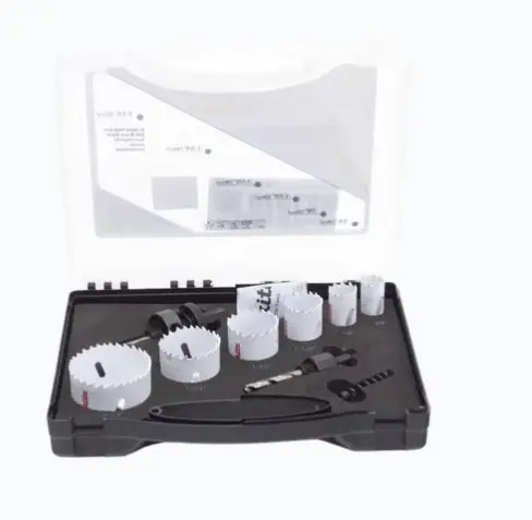 KIT DE BROCA SIERRAS (3/4 - 2 1/4 IN) INCLUYE 6 PIEZAS DE BROCA SIERRAS, 2 ADAPTADORES Y RESORTE DE EXPULSIÓN. INCLUYE 6 BROCA SIERRAS DE VARIOS TAMAÑOS DIÁMETRO MÁXIMO DE CORTE HASTA 2-1/4 PULGADAS 2 ADAPTADORES PARA BROCA SIERRA VERSÁTILES RESORTE DE EXPULSIÓN PARA FÁCIL EXTRACCIÓN MATERIAL DURADERO PARA CORTES PRECISOS Y LIMPIOS MODELO: D-21870 MARCA: MAKITA 