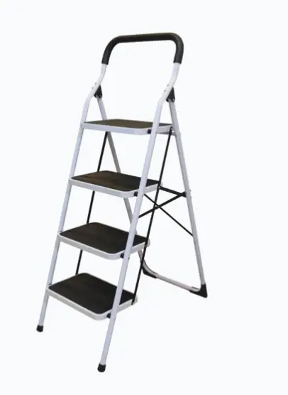 ESCALERA PLEGABLE TIPO TABURETE DE ACERO DE 1.37 M. CUERPO DE ACERO RESISTENTE Y LIGERO CAPACIDAD MÁXIMA DE CARGA: 160 KG FÁCIL DE TRANSPORTAR Y ALMACENAR TACÓN ANTIDESLIZANTE PARA MAYOR ESTABILIDAD ALTURA TOTAL: 137 CM, APERTURA 83 CM MODELO: SYS-ETT-4 MARCA: SURTEK 