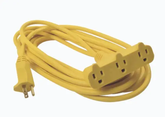 EXTENSIÓN ELÉCTRICA TIPO ABANICO USO RUDO 8 METROS/ 127 V CA - 10 A MÁXIMO / COLOR AMARILLA. DOS CAPAS DE AISLAMIENTO PARA MAYOR SEGURIDAD MATERIAL CONDUCTOR CCA PARA EFICIENTE TRANSMISIÓN CUBIERTA AISLANTE DE PVC, 8 METROS DE LONGITUD CALIBRE DE HILOS 16 AWG, CORRIENTE MÁXIMA 10 A CLAVIJA NEMA 5-15R PARA CONEXIÓN SEGURA MODELO: SYS-136050 MARCA: SURTEK 