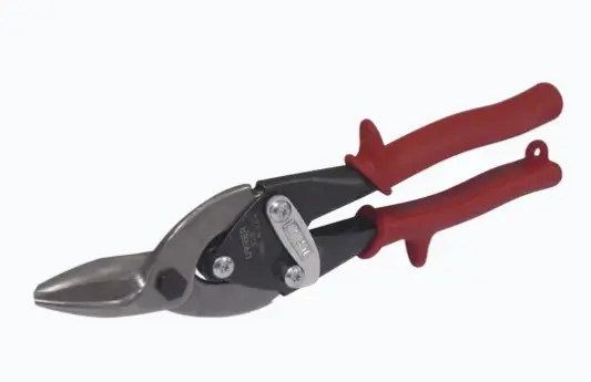 TIJERAS TIPO AVIACIÓN PARA CORTE DE LÁMINA O FLEJE (IZQUIERDA) CORTA LÁMINA ACERO HASTA CALIBRE 20 FÁCILMENTE ACCIÓN COMPUESTA MULTIPLICA FUERZA DE CORTE LONGITUD TOTAL DE 10 PULGADAS PARA CORTES EXTENSOS PROTECCIÓN ERGONÓMICA PARA LA MANO DEL USUARIO BLOQUEO DE SEGURIDAD PARA ALMACENAMIENTO SENCILLO MODELO: SYS303L MARCA: SURTEK 