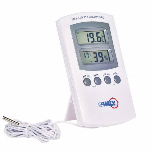 TERMÓMETRO HYGROMETRO INTERIOR/EXTERIOR MARCA AVALY MODELO VA-EDT1H 