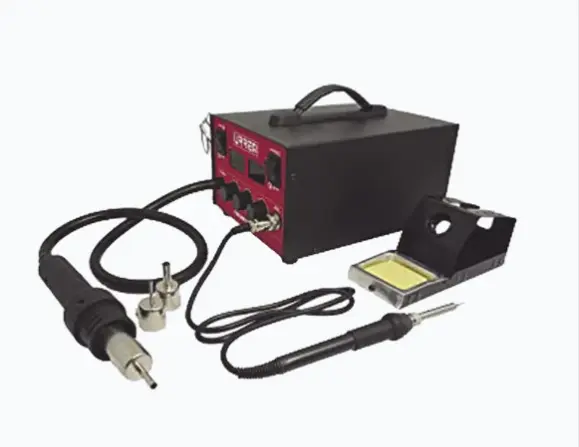 ESTACIÓN DE SOLDADURA 660W 120V VOLTAJE DE ENTRADA: 120 V PARA EFICIENCIA ENERGÉTICA POTENCIA TOTAL: 660 W PARA ALTO RENDIMIENTO TEMPERATURA AJUSTABLE DE 100 A 450°C SUMINISTRO DE AIRE: 27 L/MIN FLUJO CONSTANTE DIMENSIONES COMPACTAS: 34 X 29 X 20.4 CM MODELO: SYS-ESOL866 MARCA: URREA 