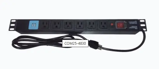 TOMACORRIENTE HORIZONTAL (PDU) DE 6 CONTACTOS (NEMA 5-15R) + 2 USB PARA INSTALACIÓN EN RACK DE 19", 1UR, 125 VCA/ 15 A (THE0040091001001) 6 CONTACTOS + 2 USB PARA TELECOMUNICACIONES Y COMPUTO POTENCIA MÁXIMA: 1875 W CARGA USB: 5V 2.1A PARA DISPOSITIVOS TAMAÑO ESTÁNDAR: 19 PULGADAS, ALTURA 1UR CABLE DE ALIMENTACIÓN DE 1.80 METROS MODELO: THTCM6CUSB MARCA: THORSMAN 