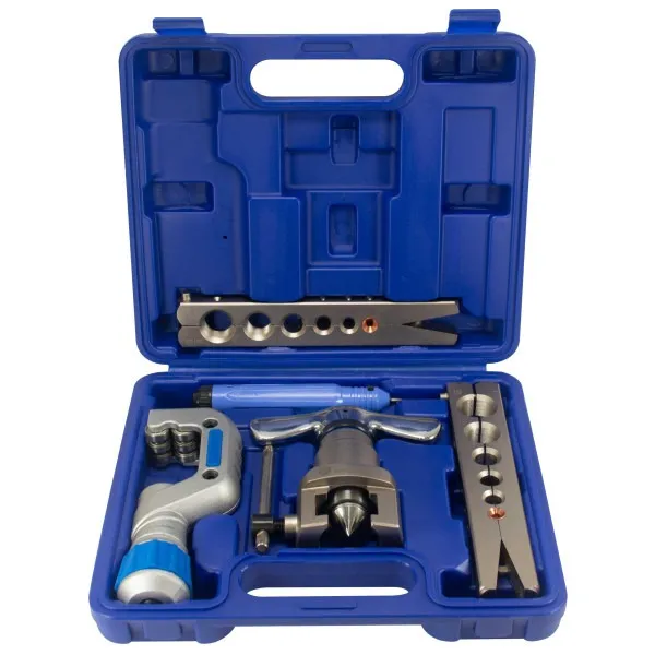 APPLI PARTS APT-FT809 JUEGO DE EXPANSOR FLARE, CORTA TUBO Y DESBARBADOR PARA TUBERIAS 1/4, 5/16, 3/8, 1/2, 5/8, 3/4 PULG PARA COBRE, ALUMINIO, PVC Y OTROS MATERIALES BLANDOS