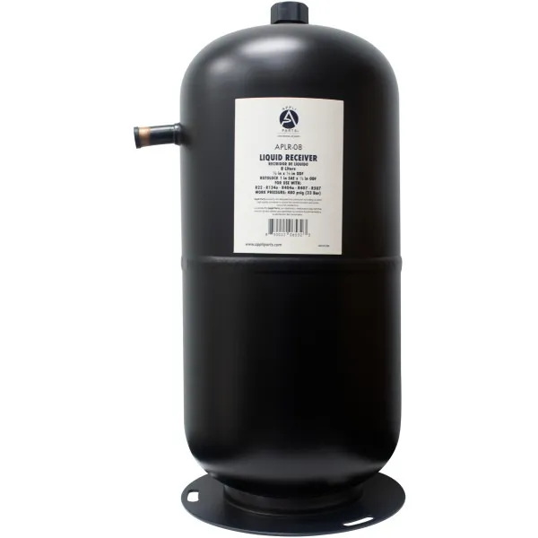 APPLI PARTS APLR-08 TANQUE RECIBIDOR DE LIQUIDO 8 LITROS 1/2 PULG ODF ENTRADA X 1/2 PULG ODF SALIDA CONEXION ROTOLOCK 1 PULG SAE X 1/2 PULG ODF
