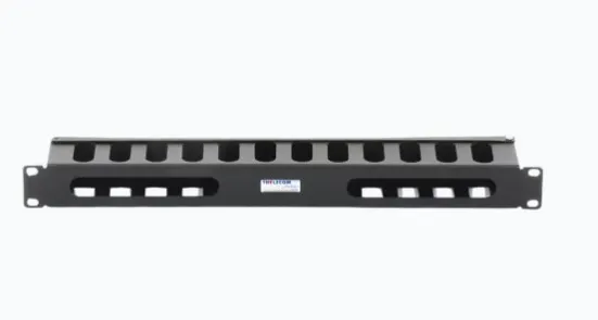 ORGANIZADOR DE CABLES HORIZONTAL DE 19", 1UR PESO DEL ORGANIZADOR: 0.602 KG PARA 1U DE RACK NORMATIVA EIA 310 D PARA ESTÁNDAR INDUSTRIAL LÁMINA DE ACERO CALIBRE 18, ALTA DURABILIDAD PROFUNDIDAD DE 64MM PARA AHORRO DE ESPACIO ACABADO NEGRO SEMI-MATE, ESTÉTICO Y PROFESIONAL MODELO: TH-ORG-1UR MARCA: THORSMAN
