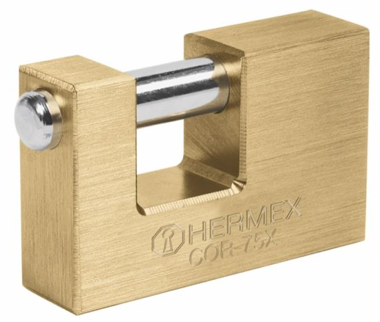CANDADO LATON ANTI PALANCA ALTA SEGURIDAD LLAVE TETRA 75MM MARCA HERMEX MODELO COR-75X