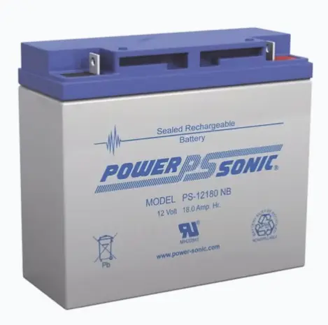 BATERÍA 12V, 18AH, PARA RESPALDO, TECNOLOGÍAS AGM/VRLA, DISEÑO DE VIDA ÚTIL 5 AÑOS, TERMINALES TIPO NB, LISTADA UL, LIBRE DE MANTENIMIENTO MODELO: PS-12180-NB MARCA: POWER SONIC